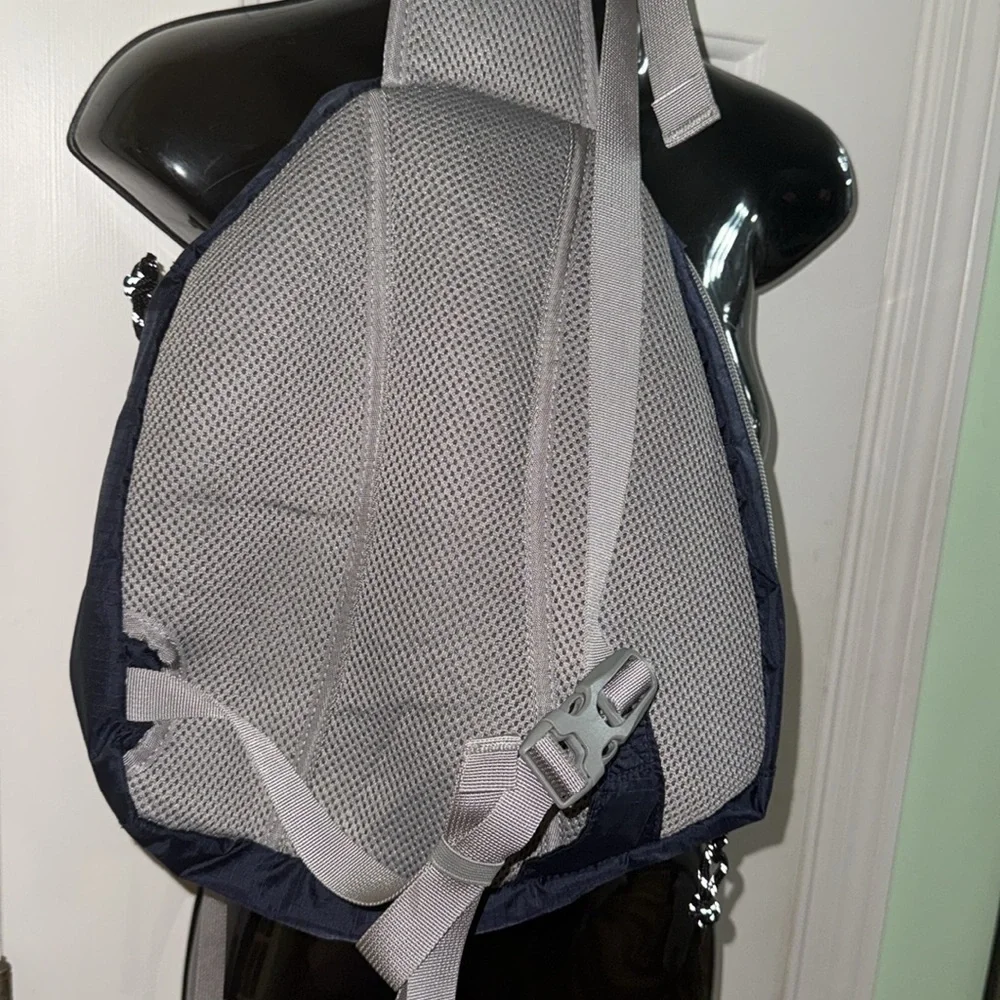 L.L.Bean Navy Blue/Grey Stowaway Sling One Strap Backpack Medium Sized Bag
